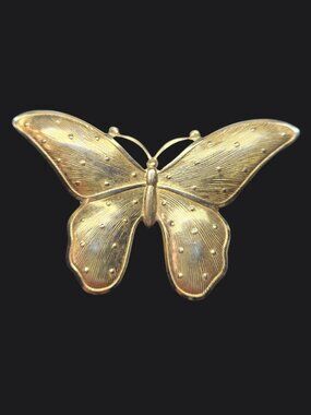 1950s Vintage Gold Tone Butterfly Brooch Pin Unsigned